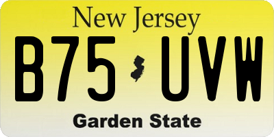 NJ license plate B75UVW