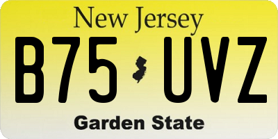 NJ license plate B75UVZ