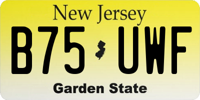 NJ license plate B75UWF