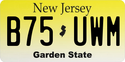 NJ license plate B75UWM