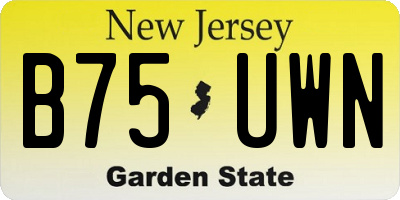 NJ license plate B75UWN