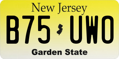 NJ license plate B75UWO