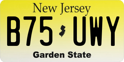 NJ license plate B75UWY
