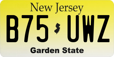 NJ license plate B75UWZ