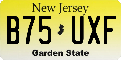NJ license plate B75UXF