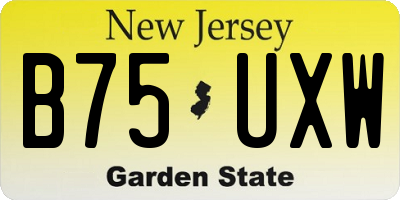 NJ license plate B75UXW