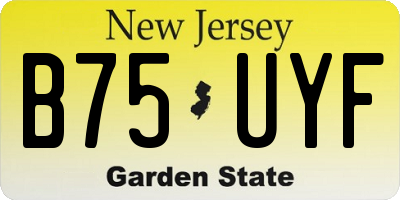NJ license plate B75UYF
