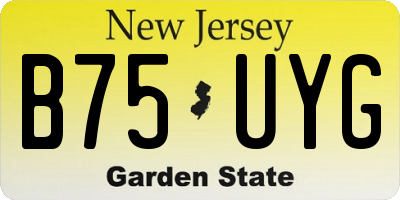 NJ license plate B75UYG