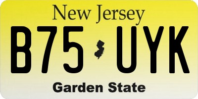 NJ license plate B75UYK