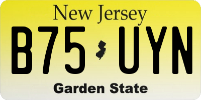 NJ license plate B75UYN