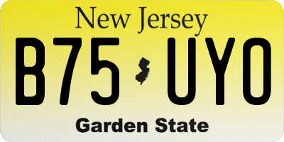 NJ license plate B75UYO