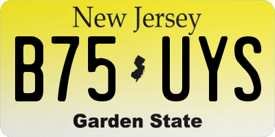 NJ license plate B75UYS