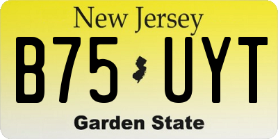 NJ license plate B75UYT