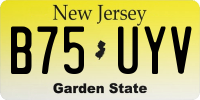 NJ license plate B75UYV