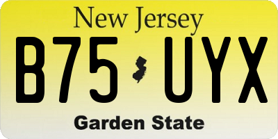 NJ license plate B75UYX