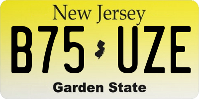 NJ license plate B75UZE