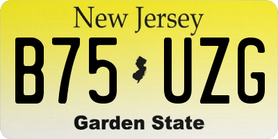 NJ license plate B75UZG