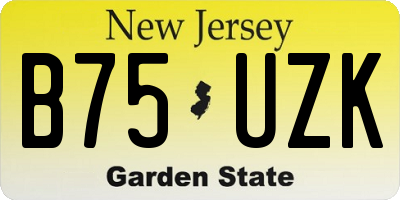 NJ license plate B75UZK