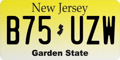 NJ license plate B75UZW