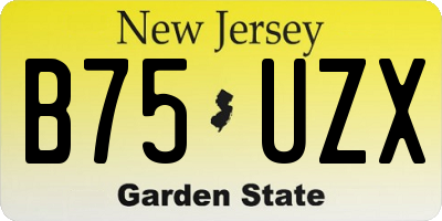 NJ license plate B75UZX