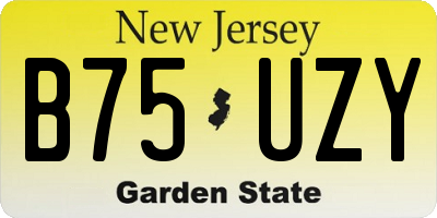 NJ license plate B75UZY