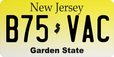 NJ license plate B75VAC