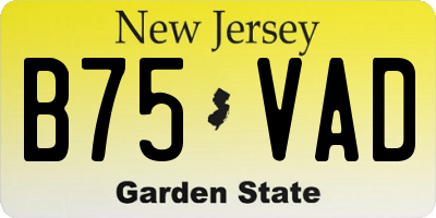 NJ license plate B75VAD