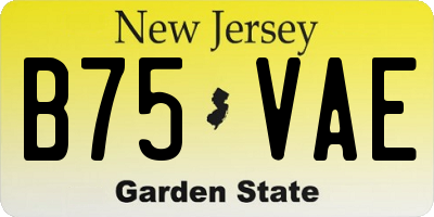 NJ license plate B75VAE