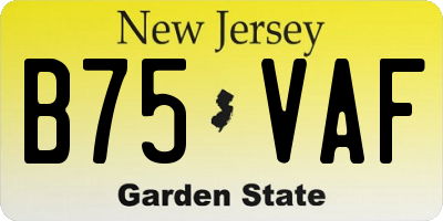 NJ license plate B75VAF