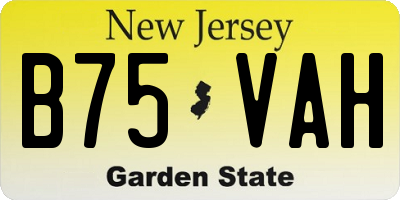 NJ license plate B75VAH