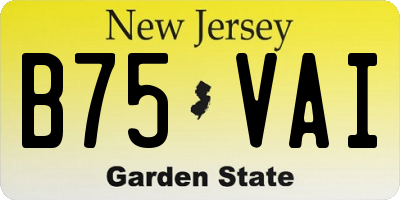 NJ license plate B75VAI