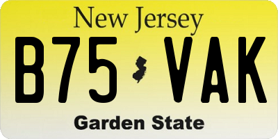 NJ license plate B75VAK