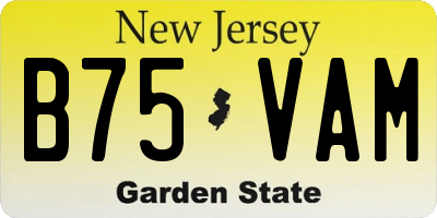 NJ license plate B75VAM