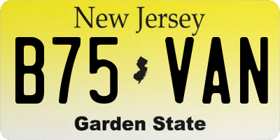 NJ license plate B75VAN