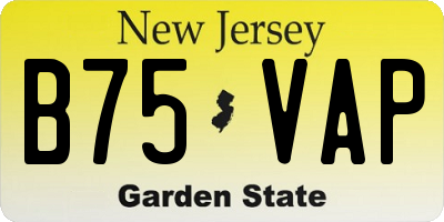 NJ license plate B75VAP