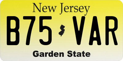 NJ license plate B75VAR