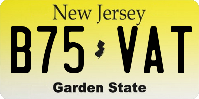 NJ license plate B75VAT