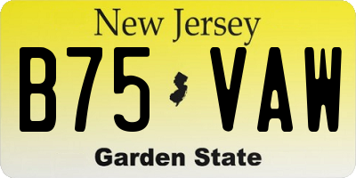 NJ license plate B75VAW