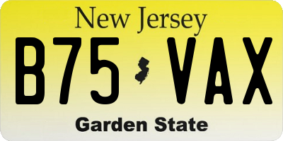 NJ license plate B75VAX