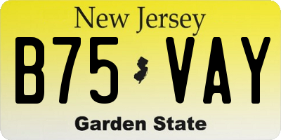 NJ license plate B75VAY