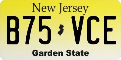 NJ license plate B75VCE