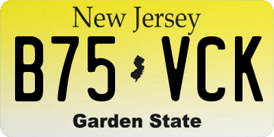 NJ license plate B75VCK