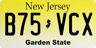 NJ license plate B75VCX