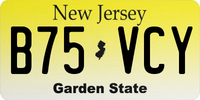 NJ license plate B75VCY