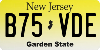 NJ license plate B75VDE
