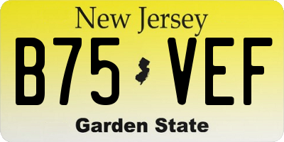 NJ license plate B75VEF