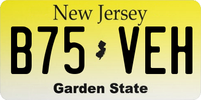 NJ license plate B75VEH