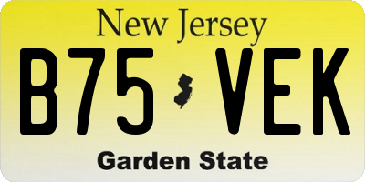 NJ license plate B75VEK