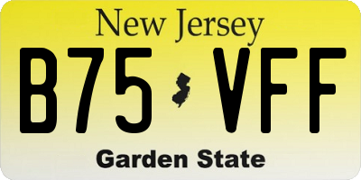 NJ license plate B75VFF