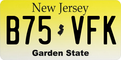 NJ license plate B75VFK